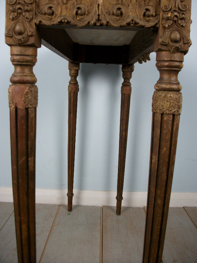 Small French 19th Century Console Table with reeded tapered legs